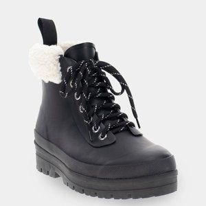 Chooka Redmond Hiker Boots Faux Fur Lace Up Bootie Waterproof Black Size 9 NEW